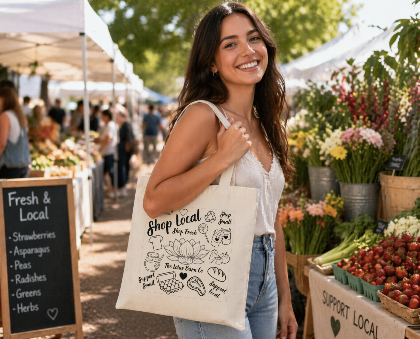 Shop Local Lotus Canvas Tote Bag