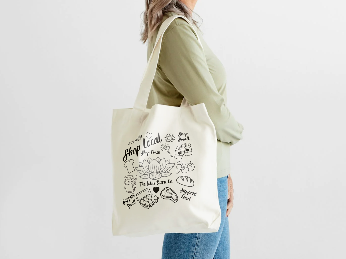 Shop Local Lotus Canvas Tote Bag